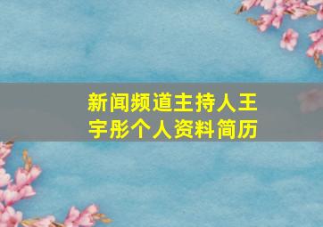 新闻频道主持人王宇彤个人资料简历