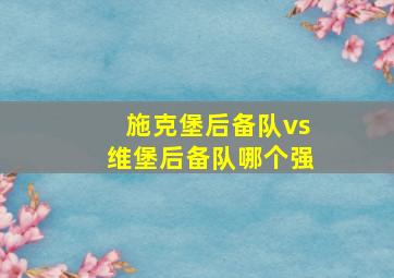 施克堡后备队vs维堡后备队哪个强