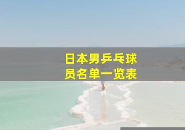 日本男乒乓球员名单一览表