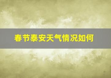 春节泰安天气情况如何