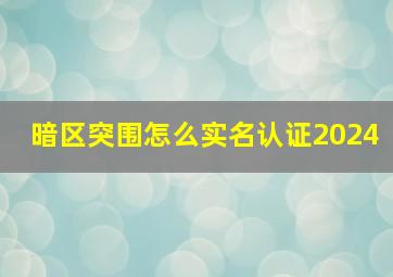 暗区突围怎么实名认证2024