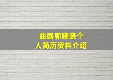 曲剧郭晓晓个人简历资料介绍