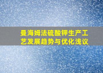 曼海姆法硫酸钾生产工艺发展趋势与优化浅议