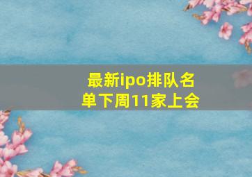 最新ipo排队名单下周11家上会