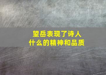 望岳表现了诗人什么的精神和品质