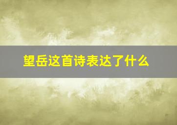 望岳这首诗表达了什么