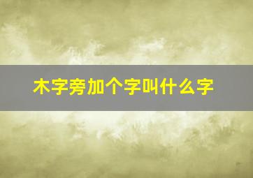 木字旁加个字叫什么字