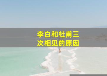 李白和杜甫三次相见的原因