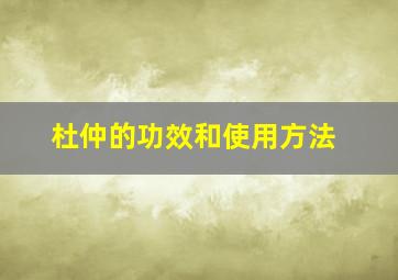 杜仲的功效和使用方法