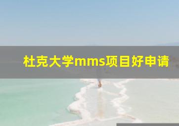 杜克大学mms项目好申请