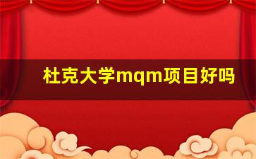 杜克大学mqm项目好吗