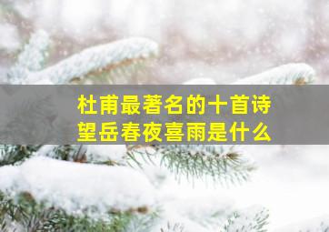 杜甫最著名的十首诗望岳春夜喜雨是什么