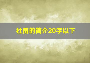 杜甫的简介20字以下