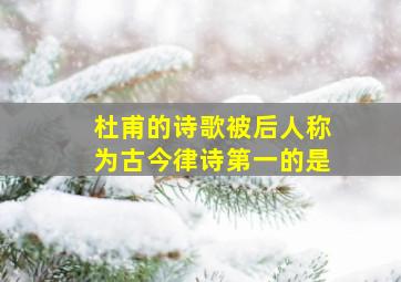 杜甫的诗歌被后人称为古今律诗第一的是