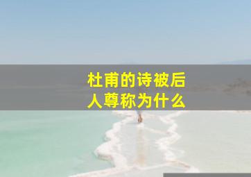 杜甫的诗被后人尊称为什么