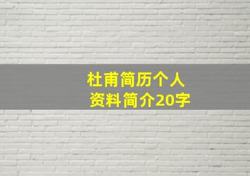 杜甫简历个人资料简介20字