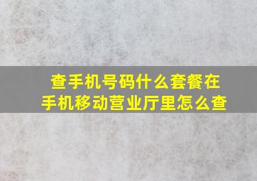 查手机号码什么套餐在手机移动营业厅里怎么查