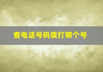 查电话号码拨打哪个号