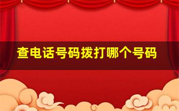 查电话号码拨打哪个号码