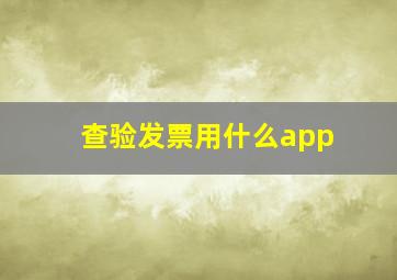 查验发票用什么app