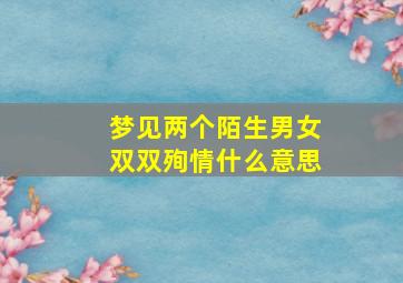 梦见两个陌生男女双双殉情什么意思