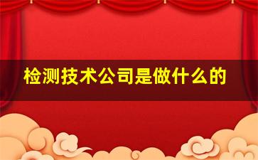 检测技术公司是做什么的