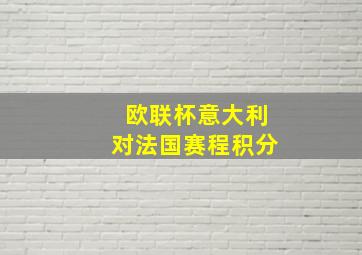 欧联杯意大利对法国赛程积分