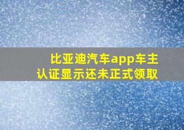 比亚迪汽车app车主认证显示还未正式领取