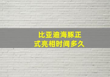 比亚迪海豚正式亮相时间多久