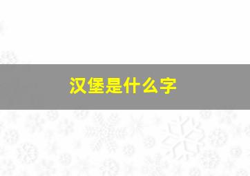 汉堡是什么字