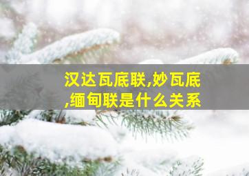 汉达瓦底联,妙瓦底,缅甸联是什么关系