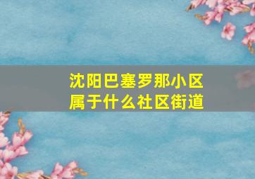 沈阳巴塞罗那小区属于什么社区街道