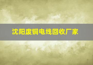 沈阳废铜电线回收厂家