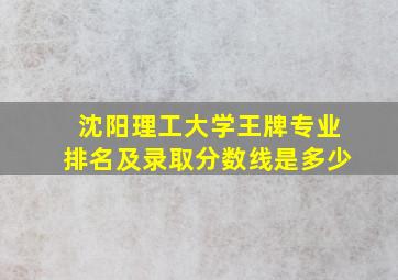 沈阳理工大学王牌专业排名及录取分数线是多少