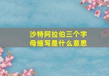 沙特阿拉伯三个字母缩写是什么意思