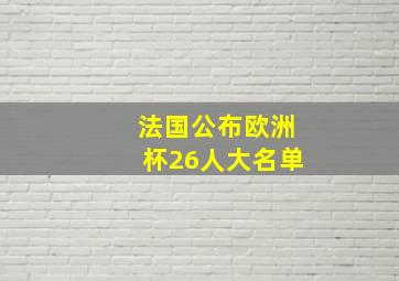 法国公布欧洲杯26人大名单