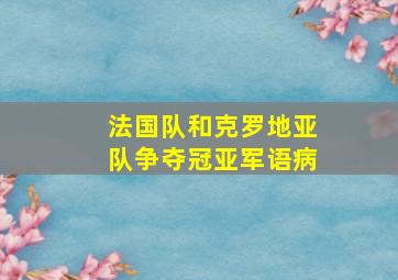 法国队和克罗地亚队争夺冠亚军语病