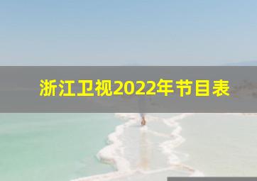 浙江卫视2022年节目表