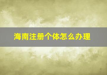 海南注册个体怎么办理