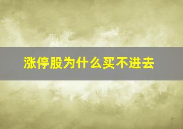 涨停股为什么买不进去