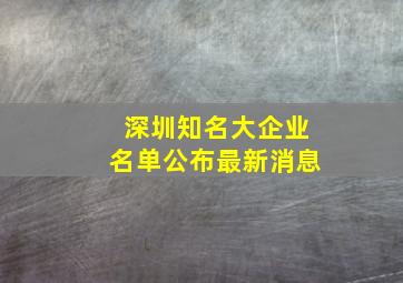 深圳知名大企业名单公布最新消息