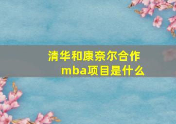 清华和康奈尔合作mba项目是什么