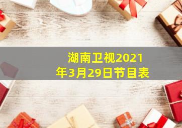 湖南卫视2021年3月29日节目表