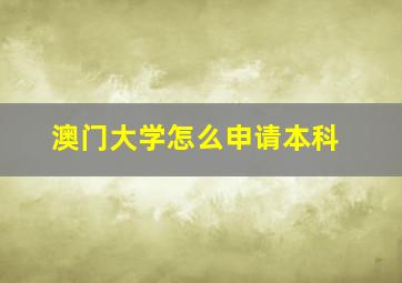 澳门大学怎么申请本科