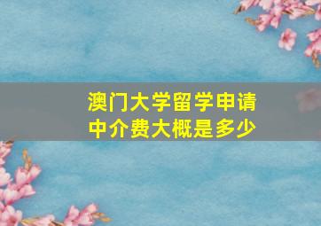 澳门大学留学申请中介费大概是多少