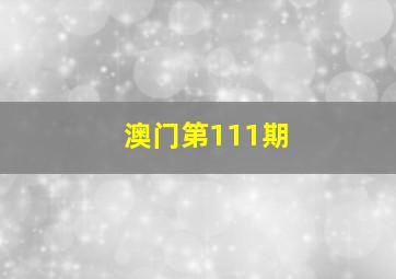 澳门第111期