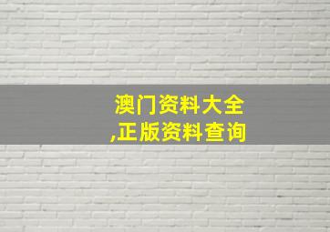 澳门资料大全,正版资料查询