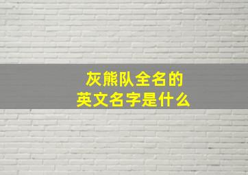 灰熊队全名的英文名字是什么