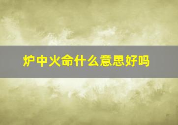 炉中火命什么意思好吗