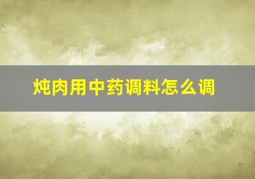 炖肉用中药调料怎么调